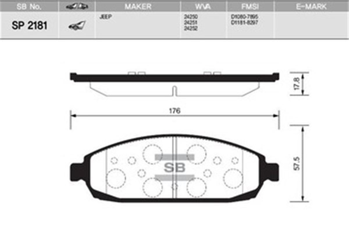 CHEROKEEÖN BALATA JEEP GRAND CHEROKEE II 2.7 CRD 01-05 3.0CRD-5.7 V8-3.7 V6-4.7 05-10 GDB4136 SANGSIN SP2181SANGSINSANGSIN SP2181