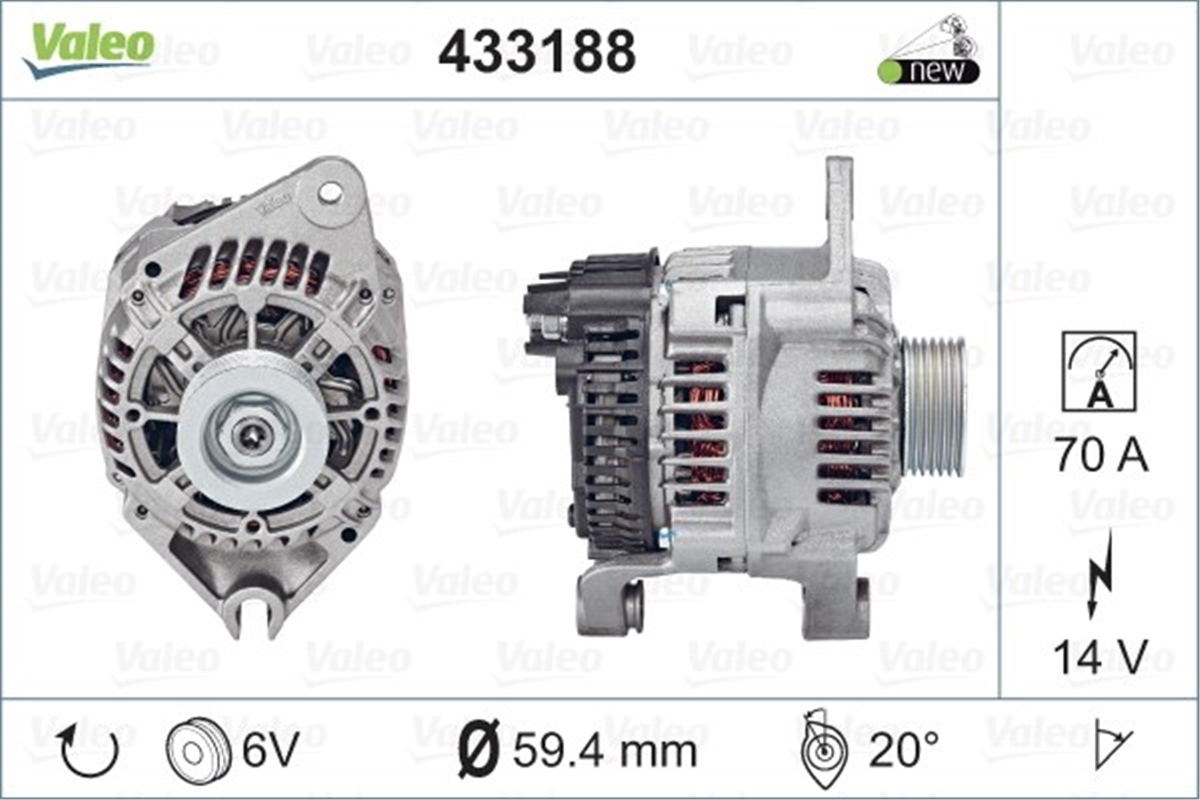CITROENALTERNATÖR A11VI 57 CITROEN VALEO 433188VALEOVALEO 433188