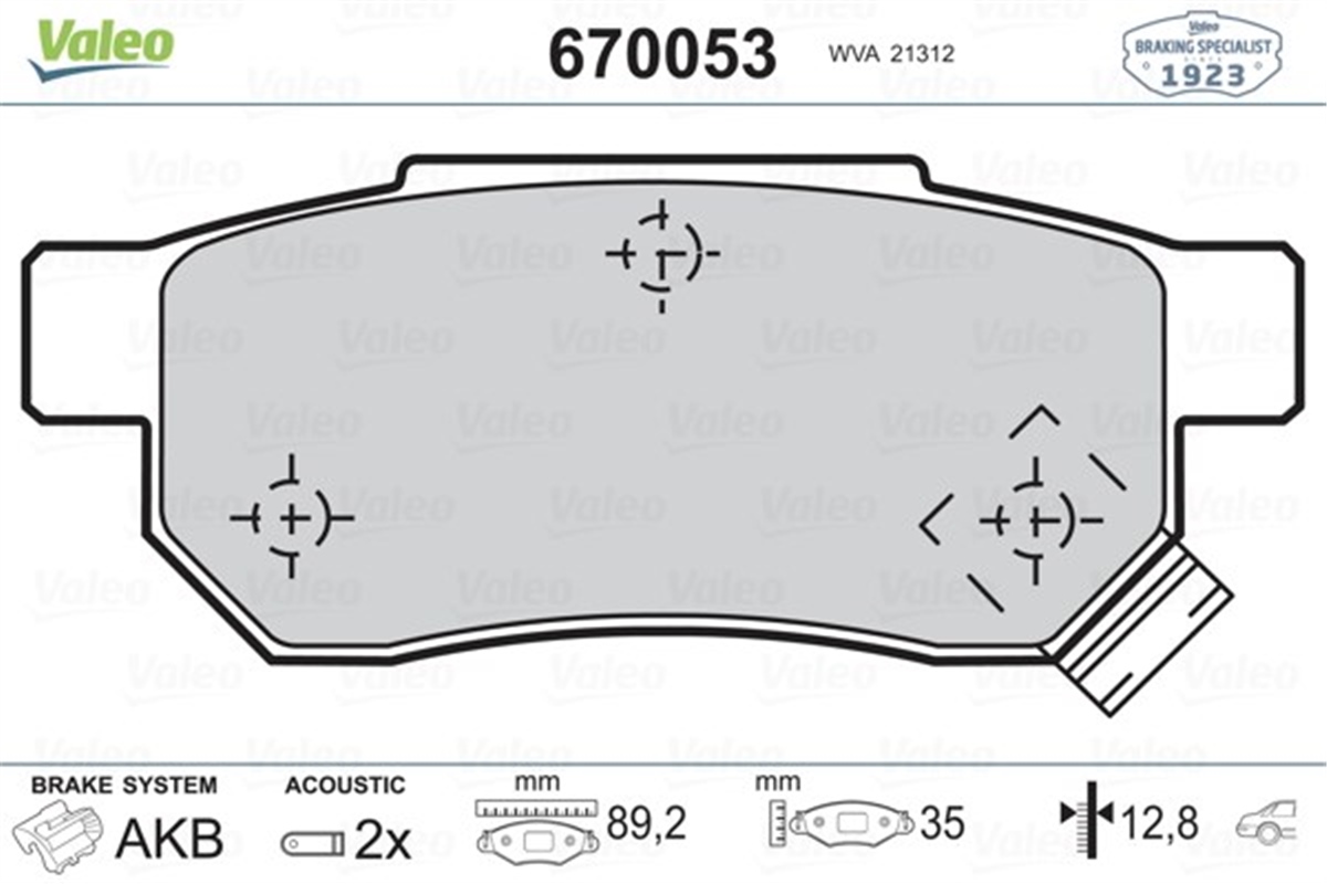 CIVICARKA BALATA ACCORD III 85-89 CIVIC 87-01 JAZZ II 02 ROVER 25 45 00-05 200 400 91-00 MG VALEO 670053VALEOVALEO 670053