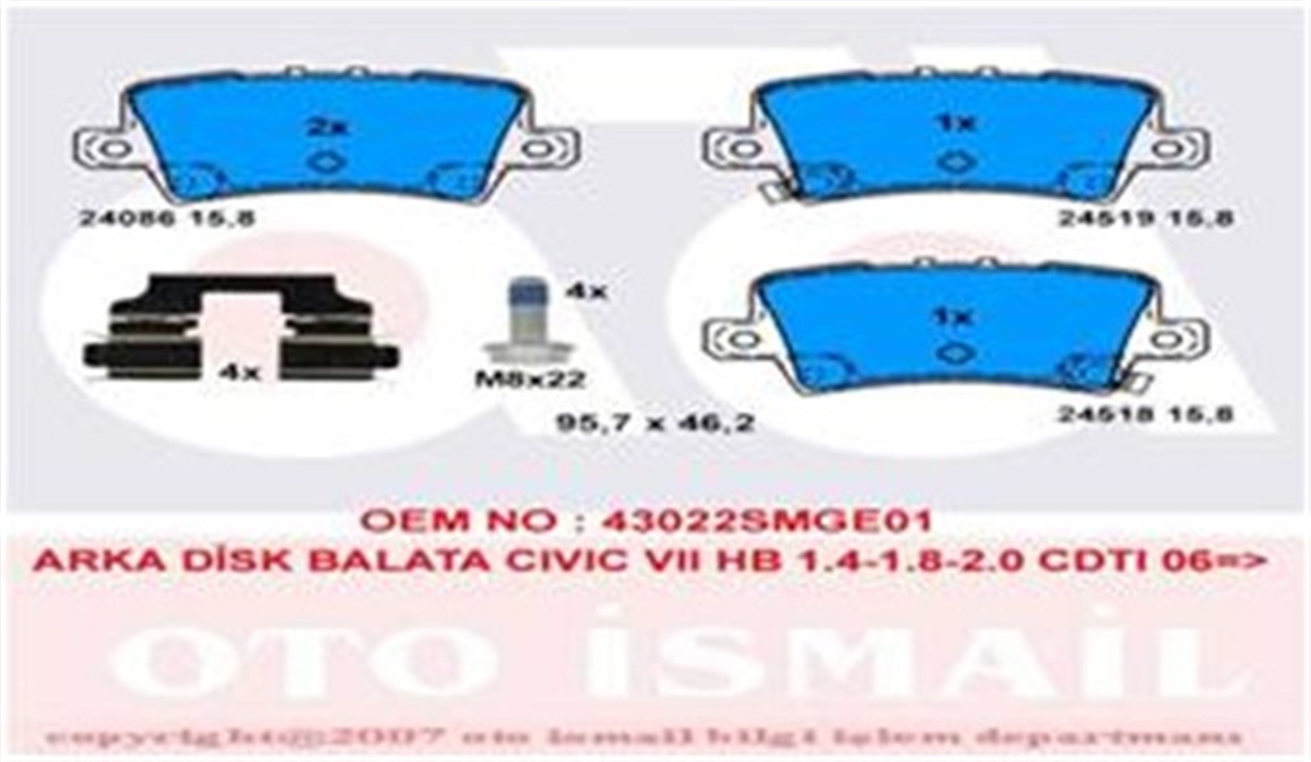 CIVICARKA BALATA CIVIC VII 1.4 1.8 2.2CDTI FN FK FD 06 CIVIC 1.4 İVTEC 2012 1.8 İVTEC 2012 TRW GDB3408TRWTRW GDB3408