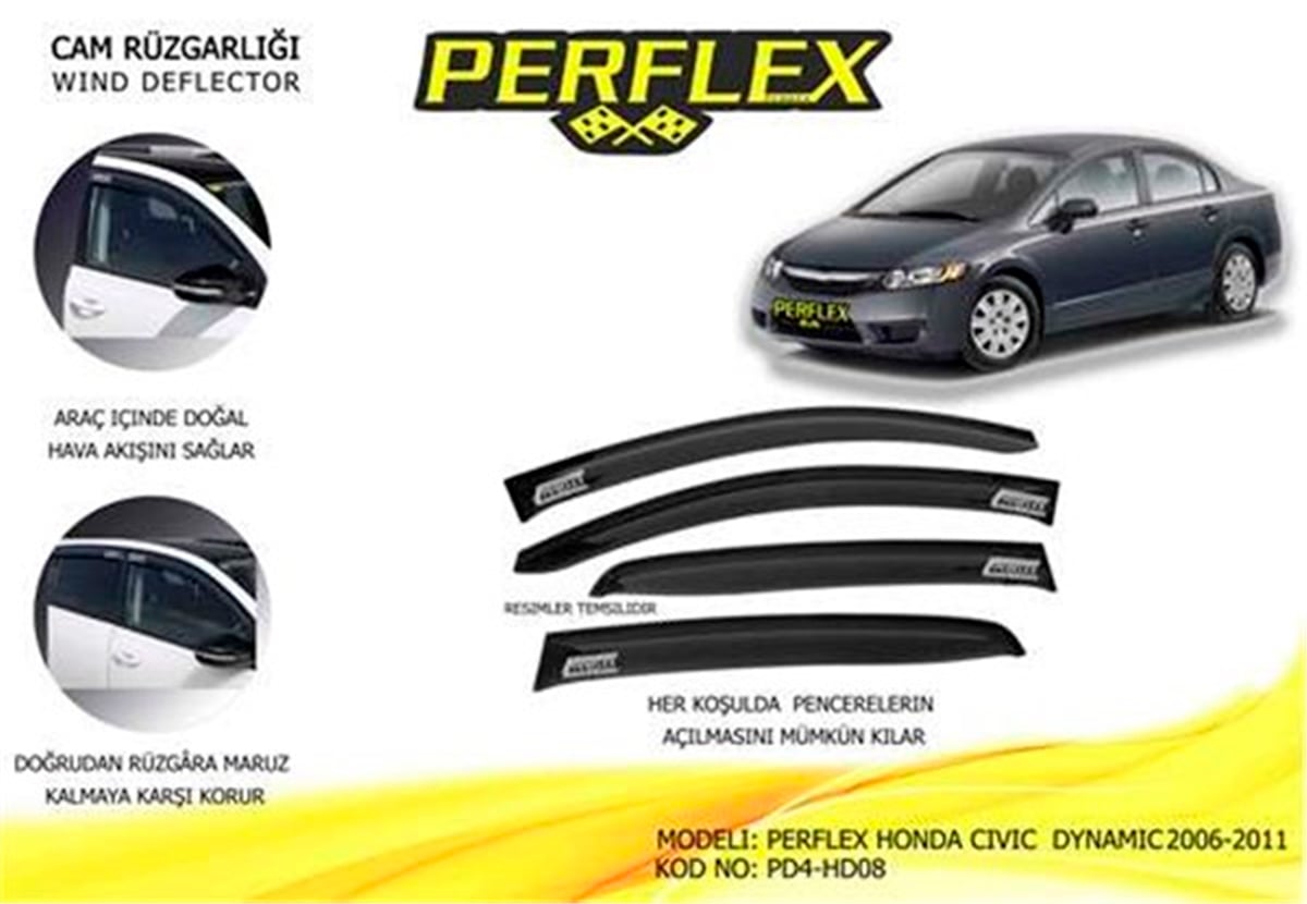 CIVICCAM RÜZGARLIĞI HONDA CIVIC DYNAMIC 2006-2011 4 LÜ PERFLEX PD4-HD08PERFLEXPERFLEX PD4-HD08