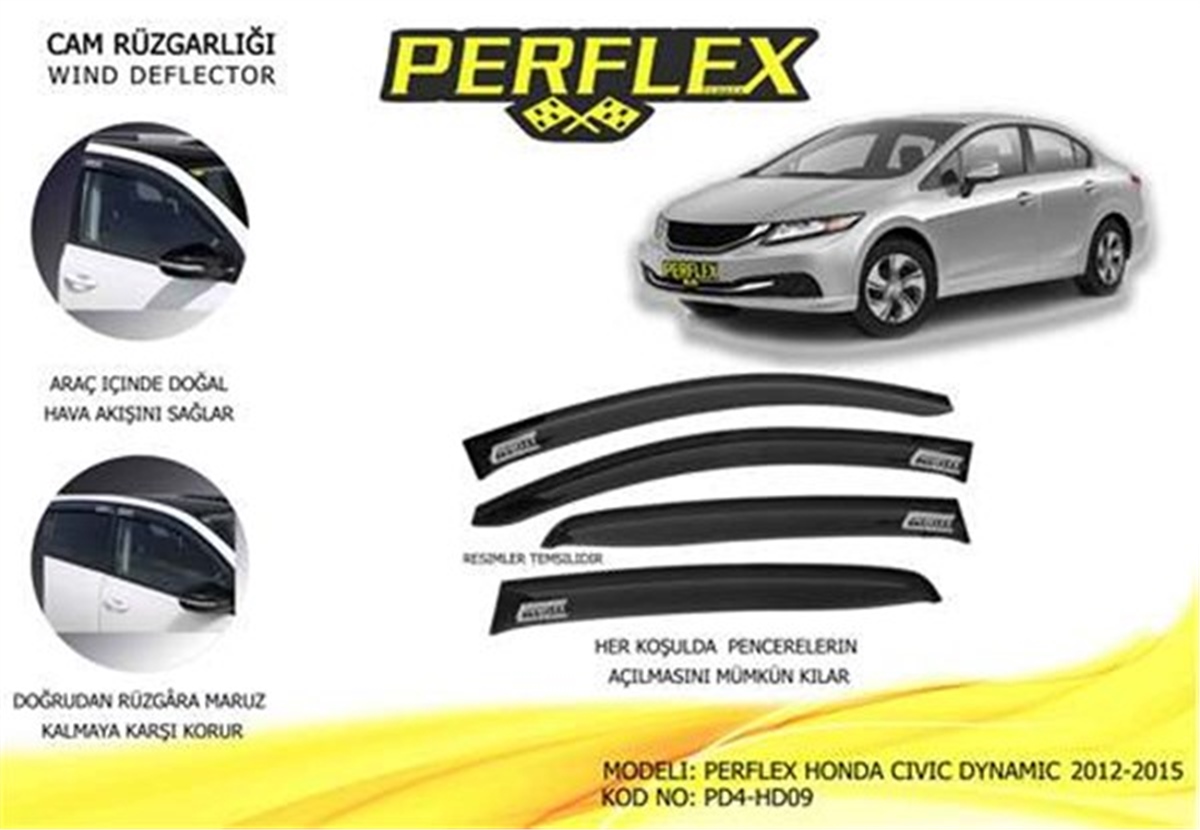 CIVICCAM RÜZGARLIĞI HONDA CIVIC DYNAMIC 2012-2015 4 LÜ PERFLEX PD4-HD09PERFLEXPERFLEX PD4-HD09