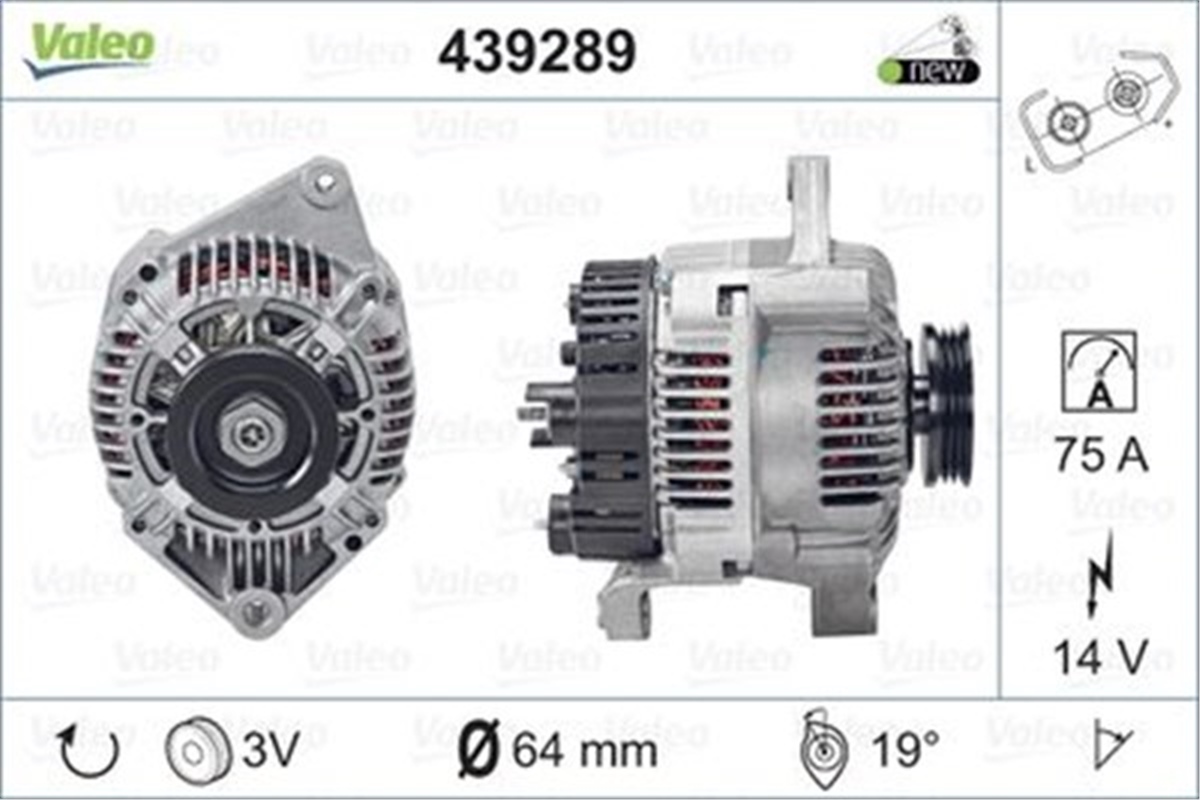 CLIOALTERNATÖR A13VI266 RENAULTMEGANE CLIO K7M E1J MOT. VALEO 439289VALEOVALEO 439289