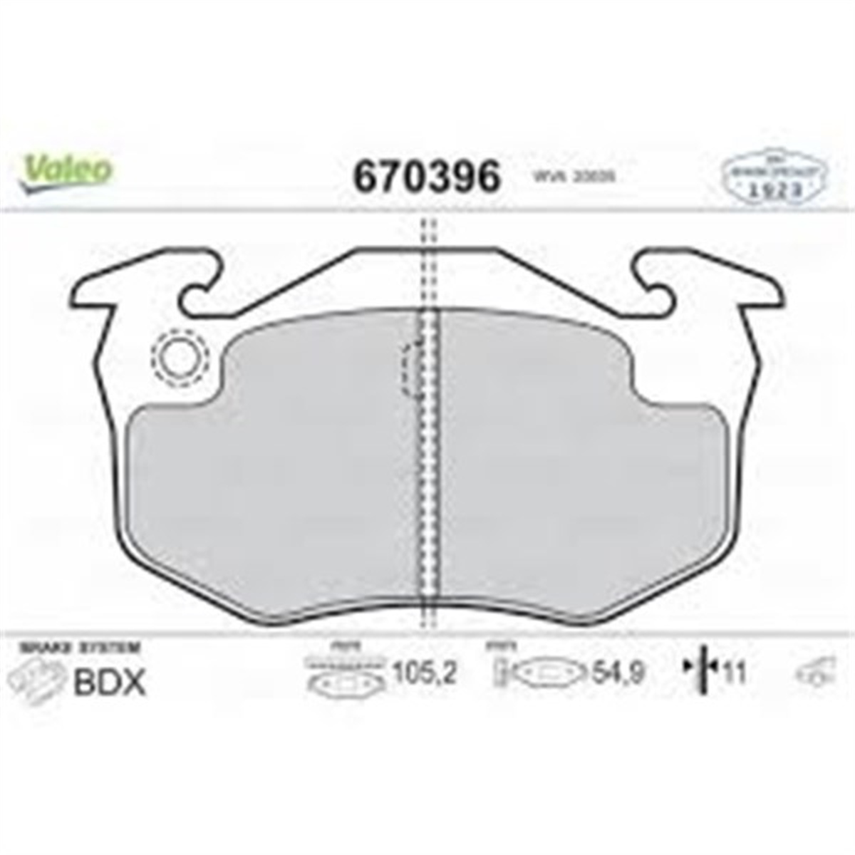 CLIOARKA BALATA R9-R19-PEUGEOT 106 96 P206 00 P306 97-01 MEGANE I-CLIO I-II -SAXO 96 XSARA 97 İNCE TİP VALEO 670396VALEOVALEO 670396