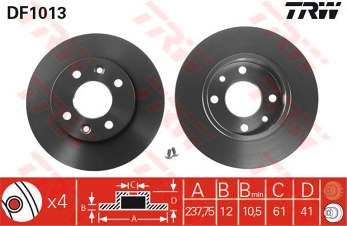 CLIOFREN DİSKİ ÖN TK DÜZ 7701204282 RENAULT CLIO/RENAULT 9/ 11/ 19/21/LOGAN/SANDERO 82- BM TRW TRW DF1013TRWTRW DF1013