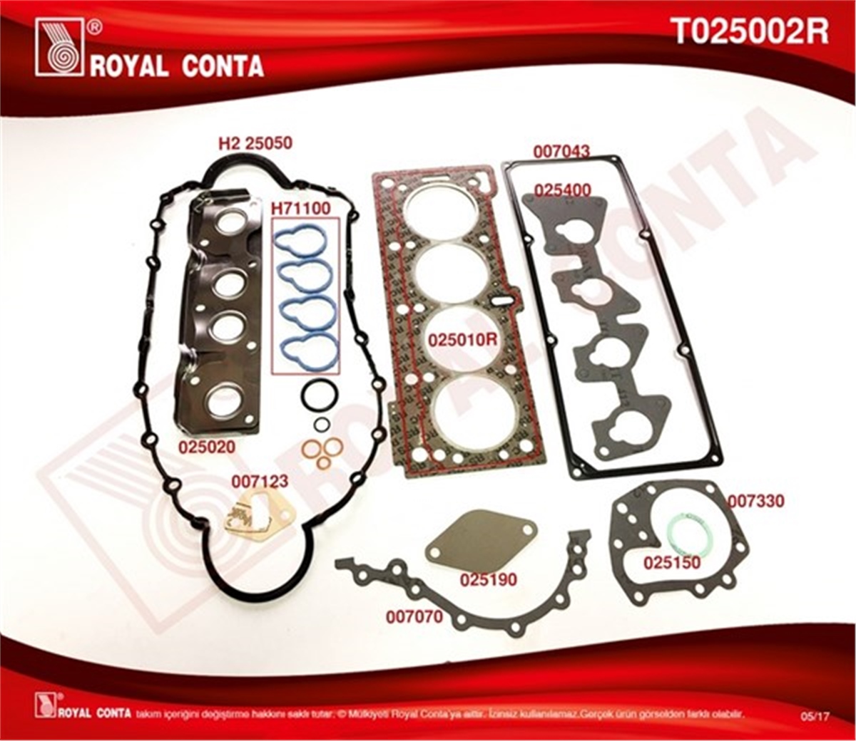 CLIOMOTOR TAKIM CONTA R19 1.6 İE-CLIO-MEGANE K7J-K7M ROYAL T025002RROYALROYAL T025002R