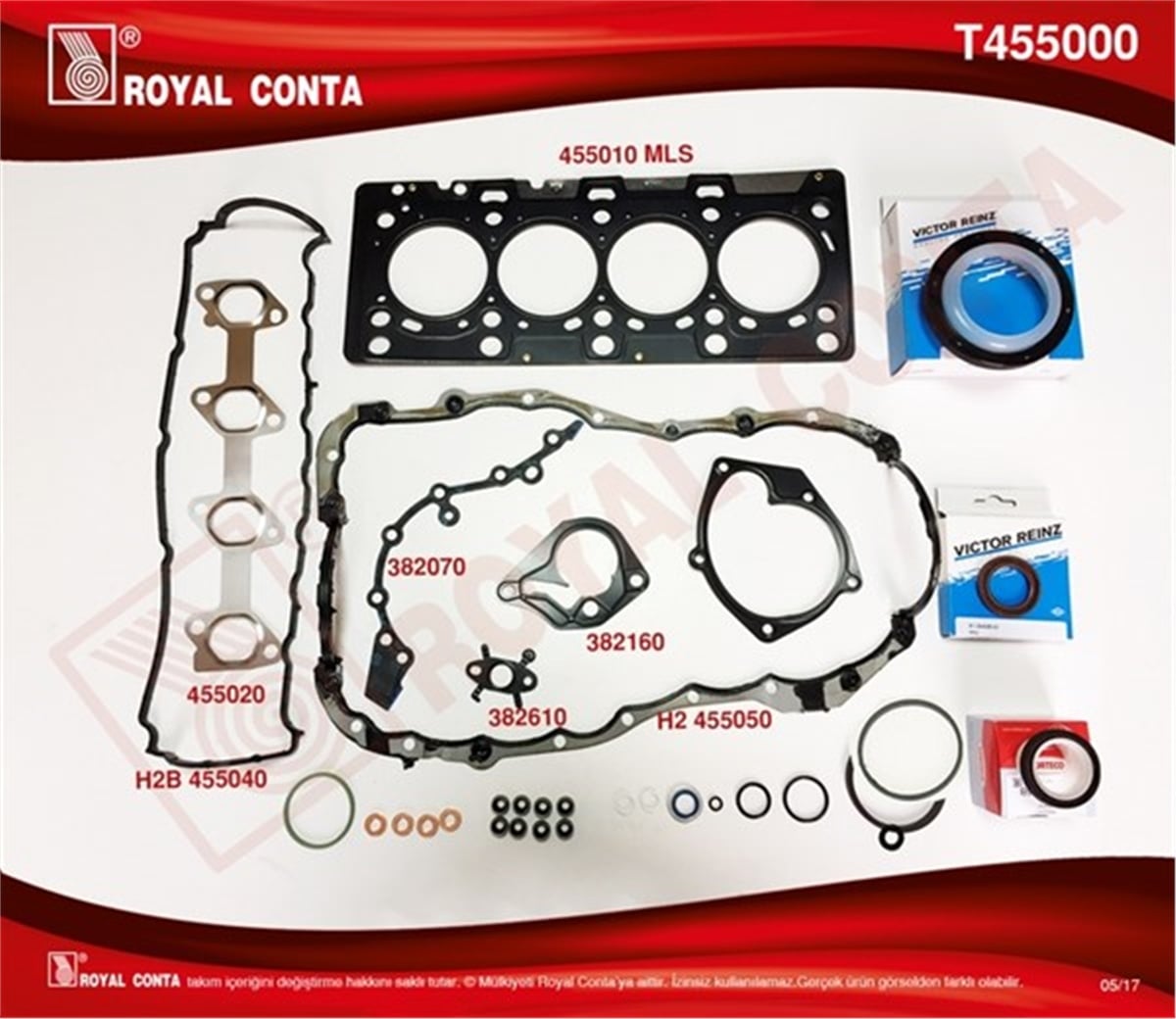 CLIOMOTOR TAKIM CONTA REINZ KEÇE SUBAP LAS MEGANE II-CLIO III-FLUENCE-SCENIC II-III 1.5 DCİ 05 K9K ROYAL T455000ROYALROYAL T455000