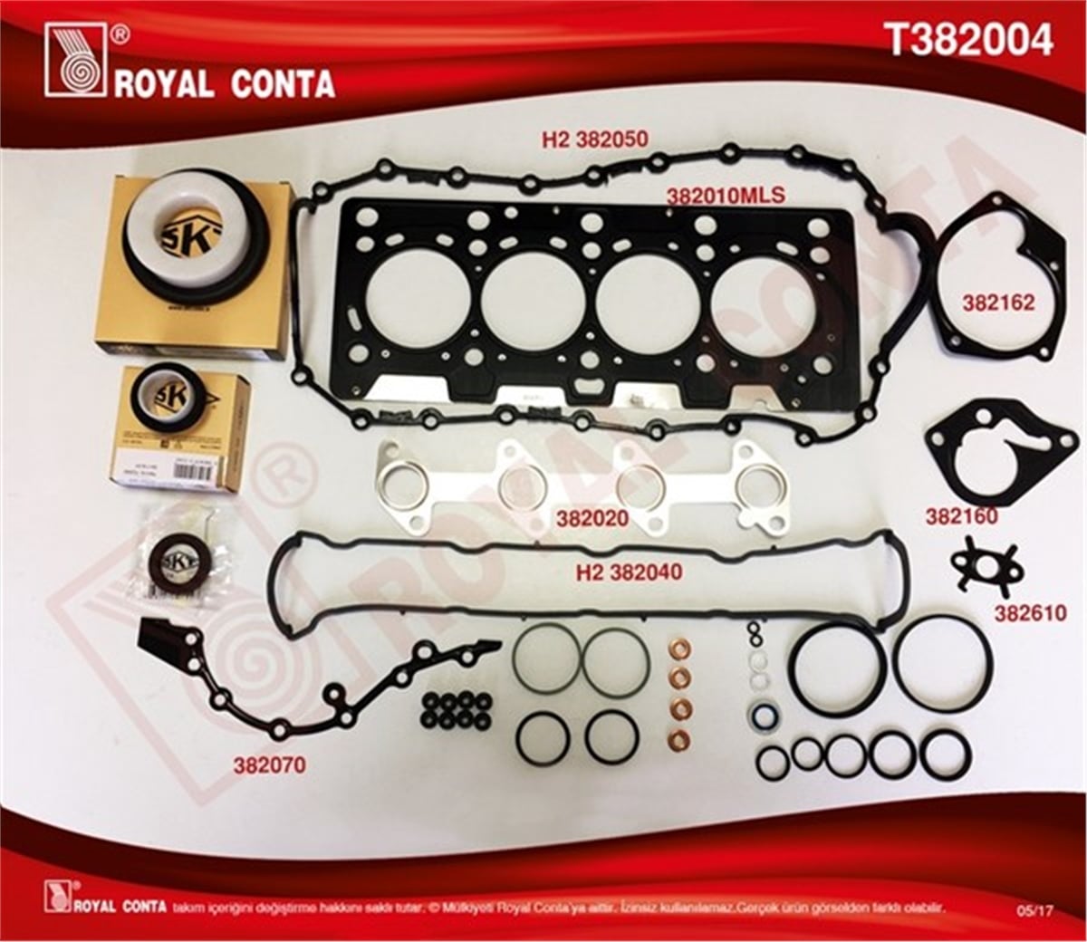 CLIOMOTOR TAKIM CONTA SKT KEÇELİ-SUB.LASTİKLİ CLIO-MEGANE 1.5 DCİ ROYAL T382004ROYALROYAL T382004
