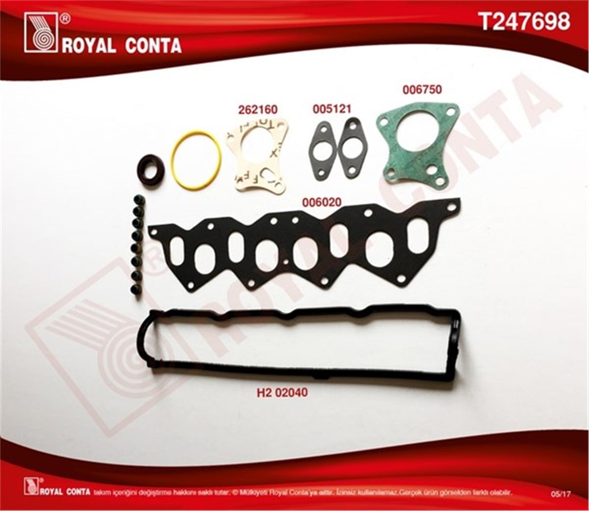 CLIOMOTOR ÜST TAKIM CONTA SKT KEÇELİ KANGOO-EXP-CLIO-MEGANE-R19 F8Q ROYAL T247698ROYALROYAL T247698