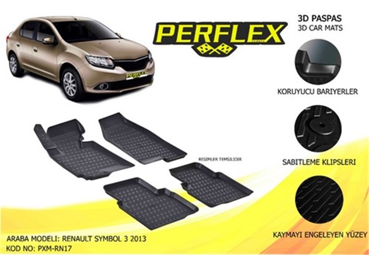 CLIOPASPAS 3D X-MAT HAVUZLU RENAULT SYMBOL 3 13 SİYAH PERFLEX PXM-RN17PERFLEXPERFLEX PXM-RN17