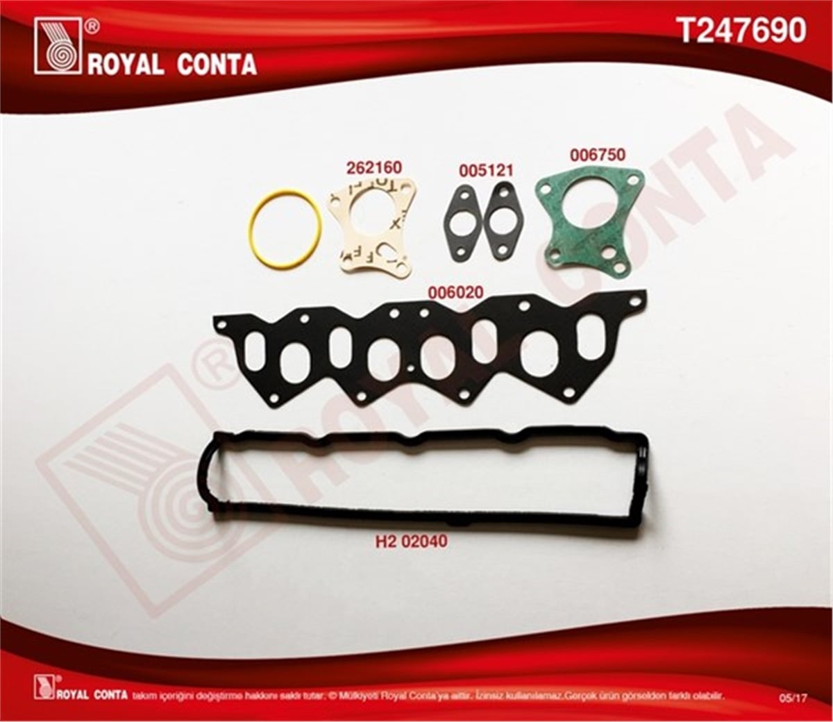 CLIOÜST TAKIM CONTA KEÇESİZ-SİLİNDİR KAPAK CONTASI SİZ KANGOO-EXP-CLIO F8Q ROYAL T247690ROYALROYAL T247690