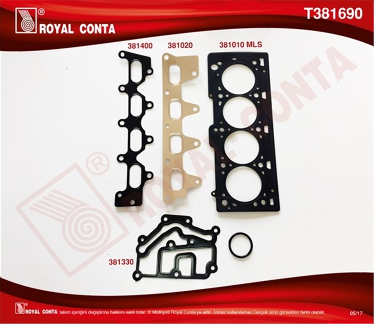 CLIOÜST TAKIM CONTA LGN-CLIO 1.4-1.6 16 V K4J-K4M ROYAL T381690ROYALROYAL T381690