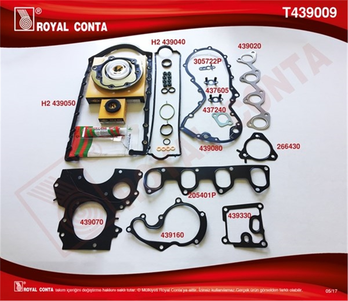 CONNECTMOTOR TAKIM CONTA SKT KEÇELİ-SUB.LASTİKLİ-SİLİNDİR KAPAK CONTASI SİZ CONNECT 1.8 DI-TDCİ ROYAL T439009ROYALROYAL T439009