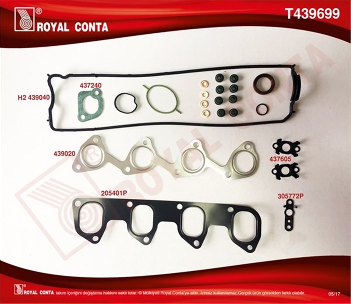 CONNECTÜST TAKIM CONTA SKT KEÇELİ SUBP.LAST SİLİNDİR KAPAK CONTASI SİZ CONNECT 1.8 Dİ-TDCİ ROYAL T439699ROYALROYAL T439699