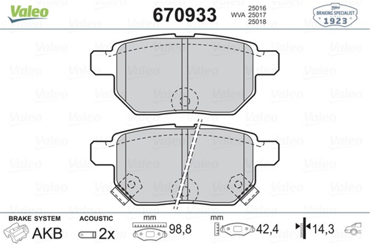 COROLLAARKA BALATA AURIS-COROLLA 1.4-1.6 VVTI 07-10 1.4D-4D-1.6 13 YARIS 1.0 VVTİ 06 1.8 VVTİ 07 VALEO 670933VALEOVALEO 670933