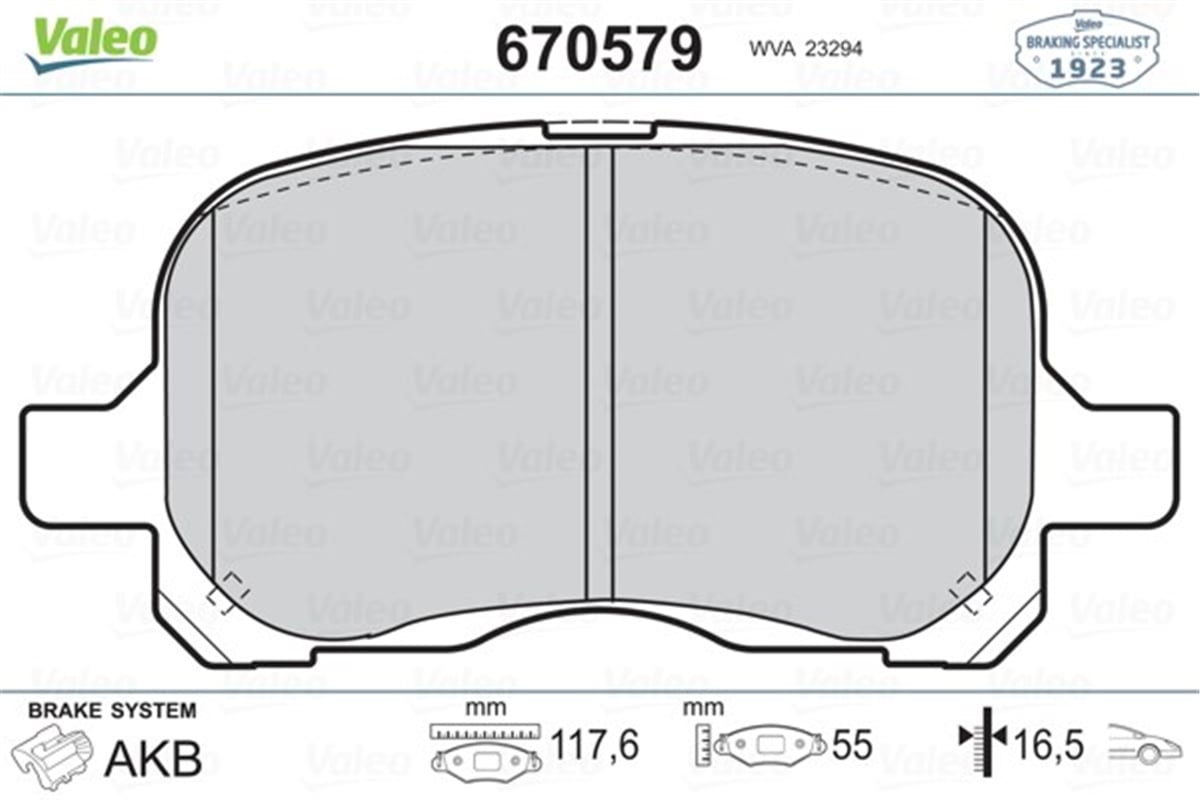 COROLLAÖN BALATA COROLLA 1.4- 1.6 04-97-02-00 E11-E12J-E12U VALEO 670579VALEOVALEO 670579