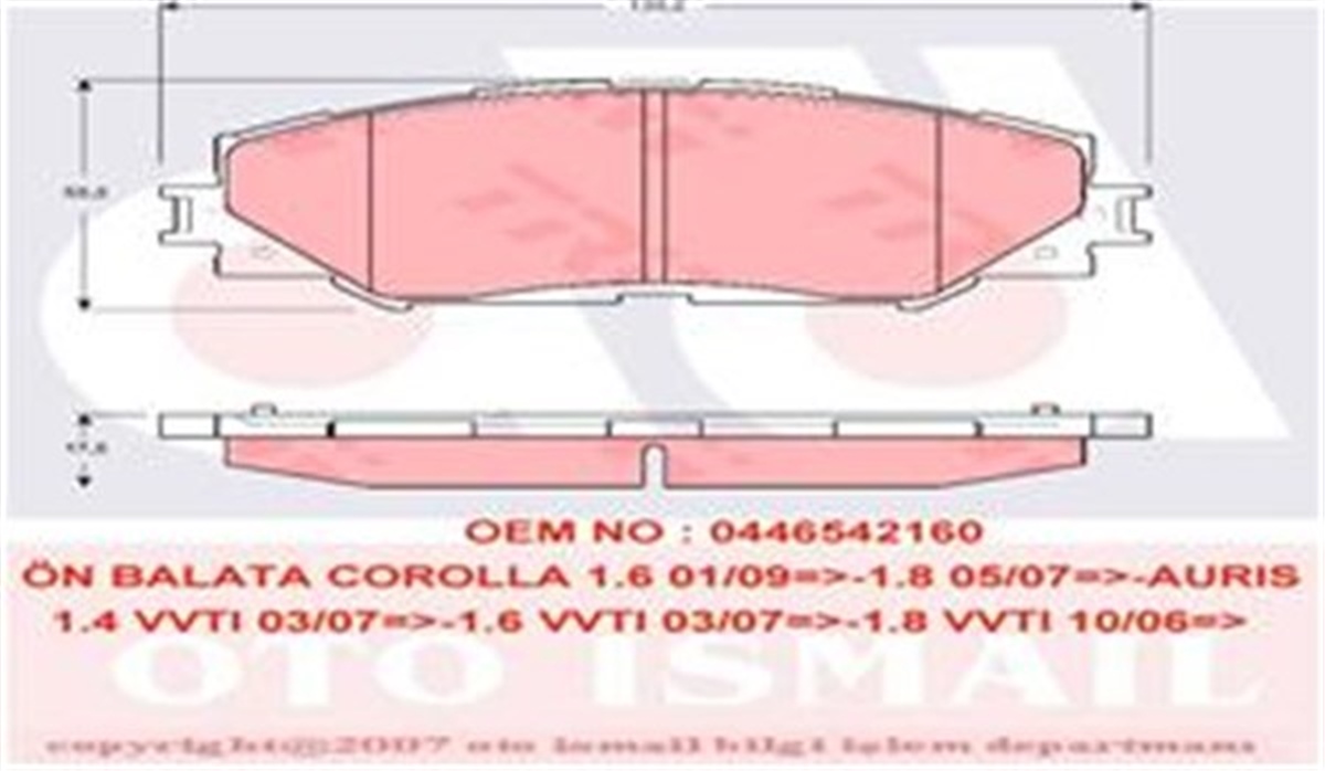 COROLLAÖN BALATA COROLLA 1.6 01-09 -1.8 05-07 -AURIS 1.4 1.6 VTI 03-07 1.8 VVTI 10-06 RAV4 III 3.06 TRW GDB3425TRWTRW GDB3425
