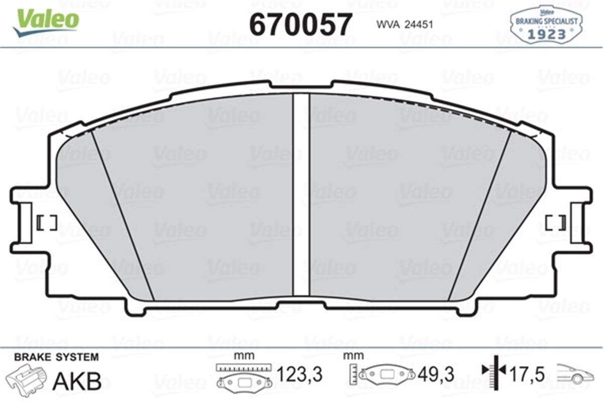 COROLLAÖN BALATA COROLLA 13 YARIS 11 VALEO 670057VALEOVALEO 670057