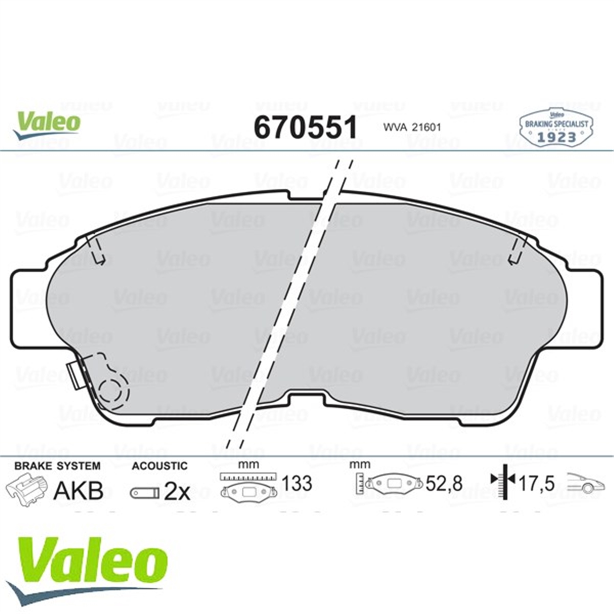 COROLLAÖN BALATA COROLLA 92-97 CARINA 93-97 RAV4 2.0 94-00 CAMRY 2.2 92-01 VALEO 670551VALEOVALEO 670551