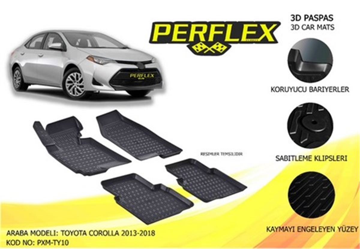 COROLLAPASPAS 3D X-MAT HAVUZLU TOYOTA COROLLA 13 SİYAH PERFLEX PXM-TY10PERFLEXPERFLEX PXM-TY10
