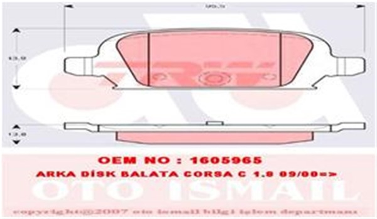 CORSAARKA BALATA CORSA C 1.4 1.7 CDTİ 1.8 09-00 TIGRA TWINTOP 1.3 CDTİ 6.04 TRW GDB1412TRWTRW GDB1412