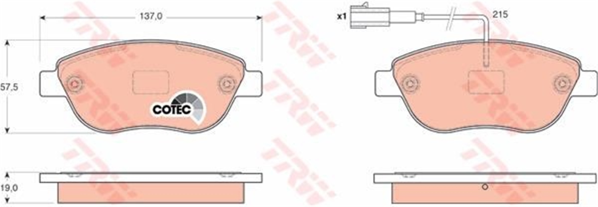 CORSAFREN BALATASI ÖN BÜYÜK TIP 284 MM DISKLER IÇIN 1605354 OPEL CORSA D 07- A13DTC Z13DTJ Z13DTH A13DTE TRW TRW GDB1655TRWTRW GDB1655