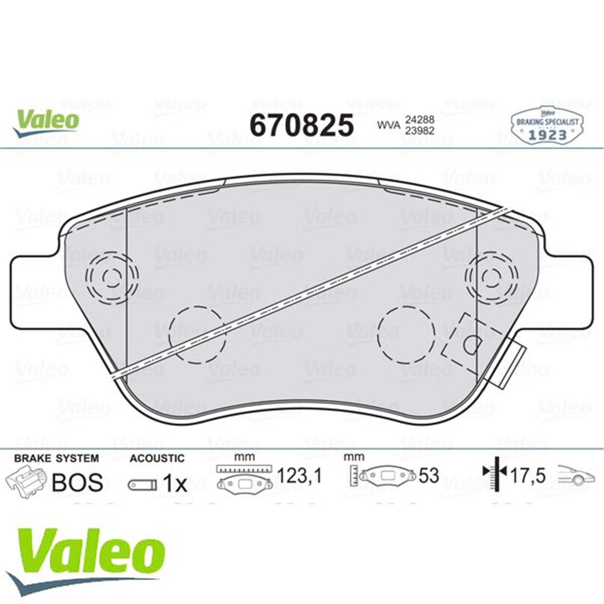 CORSAFREN BALATASI ÖN KÜÇÜK TIP 257 MM DISKLER IÇIN 1605153 1605258 OPEL CORSA D ADAM 07- Z12XEP A12XER Z14XEP A14XER A13DTC Z13DTJ VALEO VAL 670825VALEOVALEO 670825