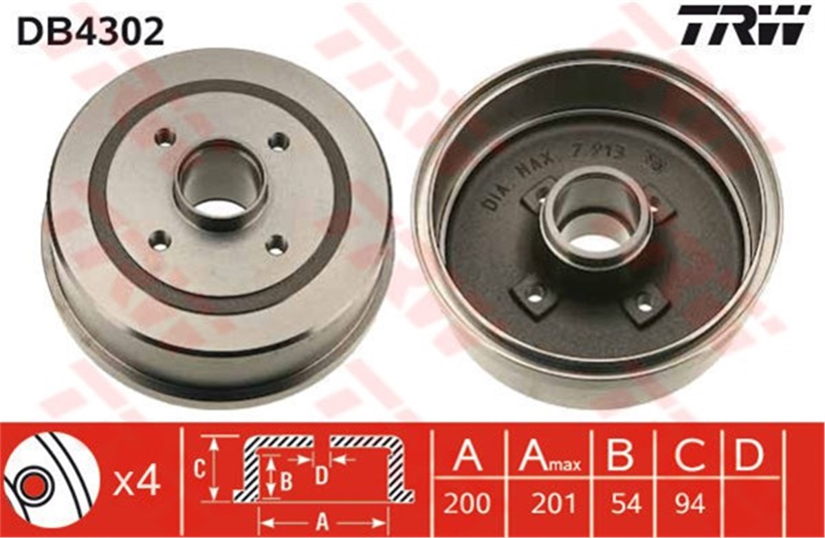 CORSAKAMPANA ARKA ADET ABS IÇIN 418001 OPEL CORSA C 01-07 BM TRW TRW DB4302TRWTRW DB4302