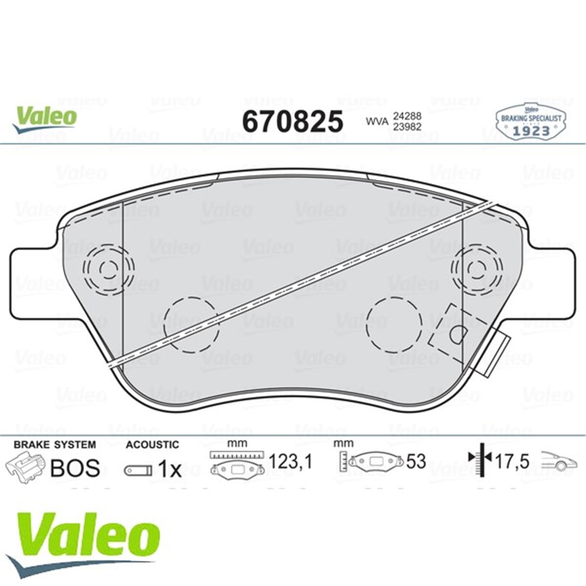 CORSAÖN BALATA CORSA D KÜÇÜK TİP 1.0-1.2-1.3 CDTI-1.4 07-06 10 DOBLO 03 PANDA 04 VALEO 670825VALEOVALEO 670825
