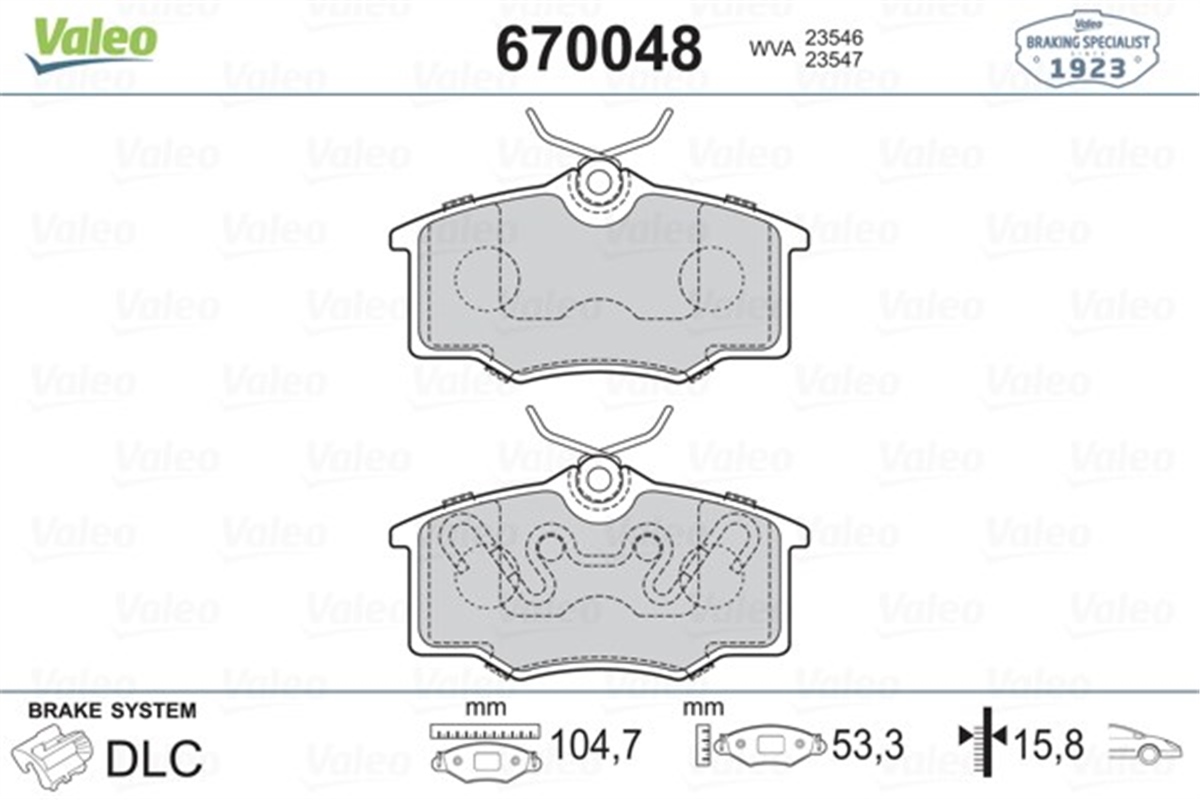 CORSAÖN BALATA CORSA D KÜÇÜK TİP 1.0-1.2-1.3 CDTI-1.4 07-06 10 DOBLO 03 PANDA 04 VALEO 670048VALEOVALEO 670048