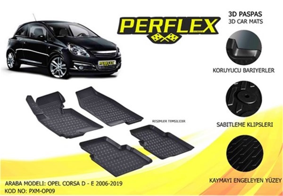 CORSAPASPAS 3D X-MAT HAVUZLU OPEL CORSA D - E 06 SİYAH PERFLEX PXM-OP09PERFLEXPERFLEX PXM-OP09
