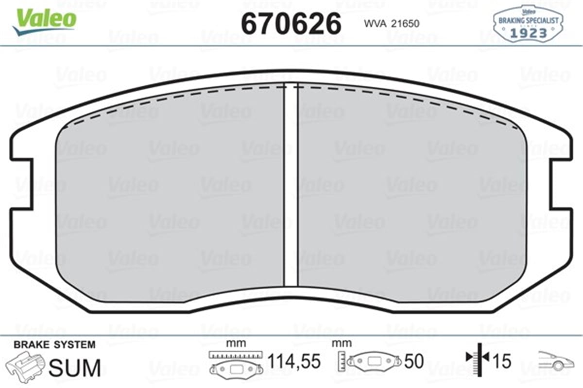 DAIHATSUÖN BALATA DAIHATSU EXTOL 00 VALEO 670626VALEOVALEO 670626