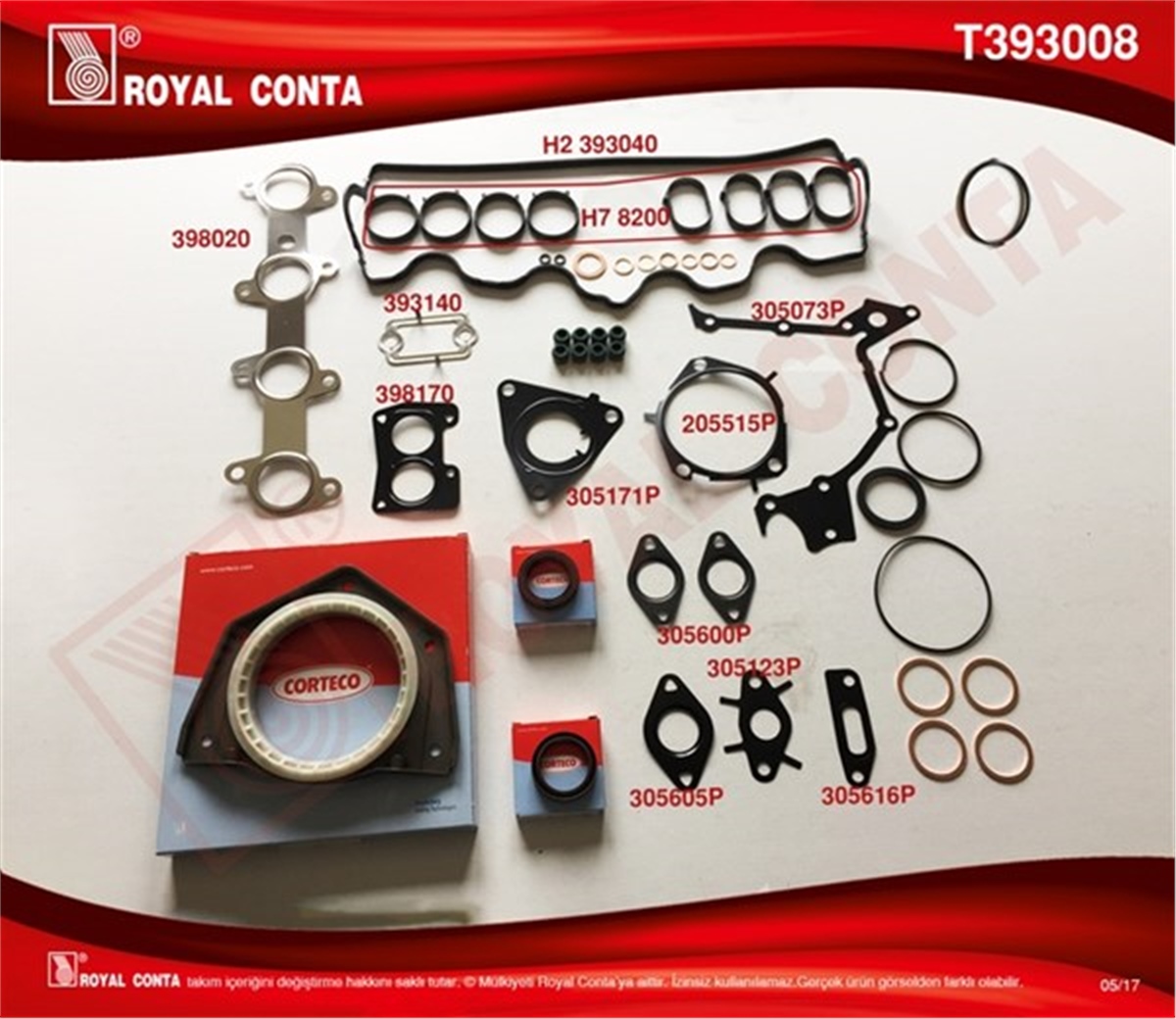 DOBLOMOTOR TAKIM CONTA KEÇELİ S LASTİKLİ DOBLO-PUNTO 1.9 DZL 223A6.000 MOTOR SİLİNDİR KAPAK CONTASI SİZ ROYAL T393008ROYALROYAL T393008