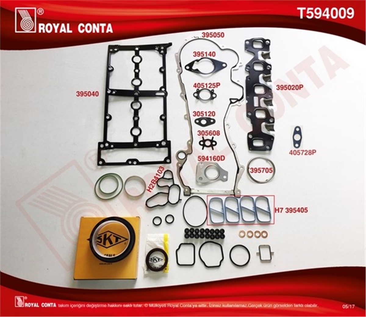 DOBLOMOTOR TAKIM CONTA KEÇELİ S.LASTİK-SİLİNDİR KAPAK CONTASI SİZ DOBLO-PUNTO-500 1.3MTJ 10 199.A3-A9-B1-B4-223.A9 ROYAL T594009ROYALROYAL T594009