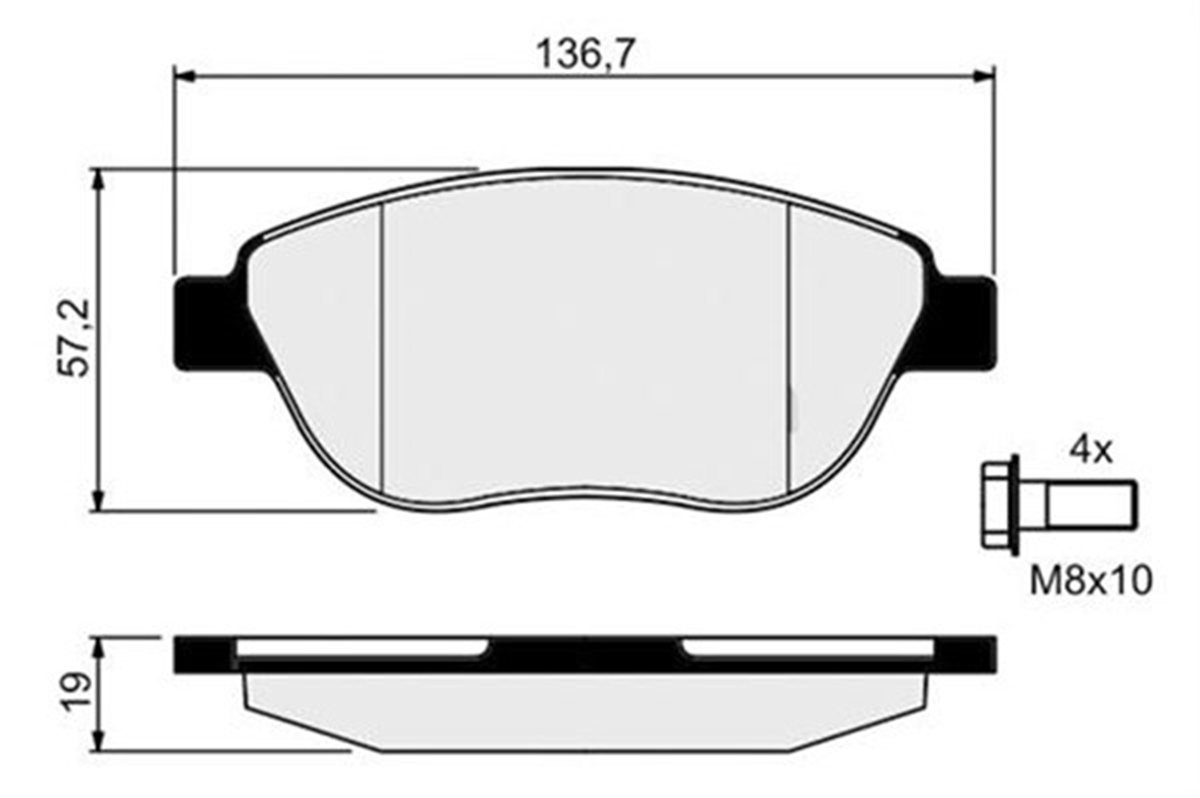 DOBLOÖN BALATA P207 02-06 P307 08-00 DOBLO 01 PART 04-03 BERLINGO 10-00 C3 03-02 C4 11-04 XSARA 00 PSA 4254.71PSAPSA 4254.71