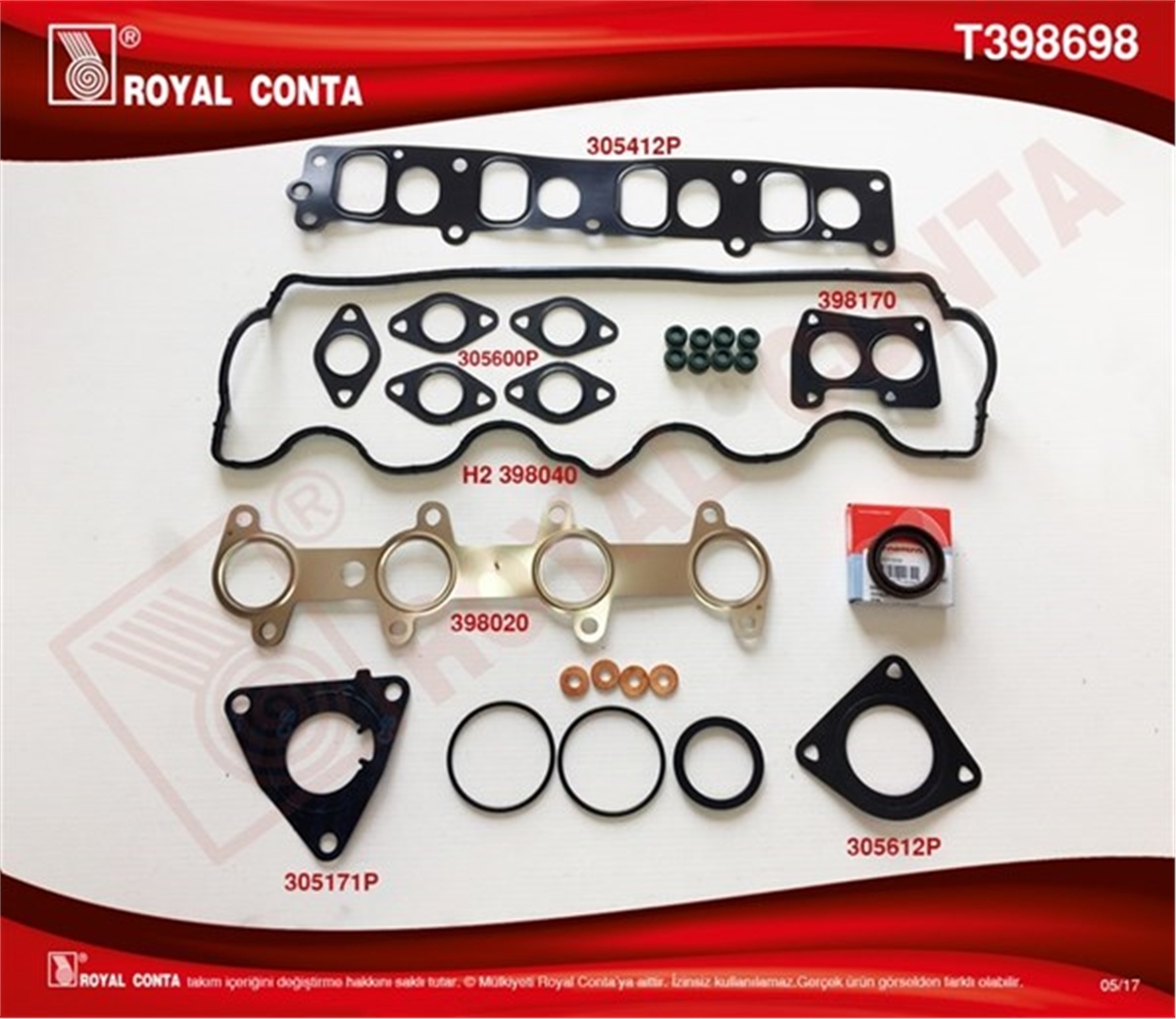 DOBLOÜST TAKIM CONTA KEÇELİ S LASTİKLİ DOBLO-PUNTO-STRADA 1.9 JTD ROYAL T398698ROYALROYAL T398698