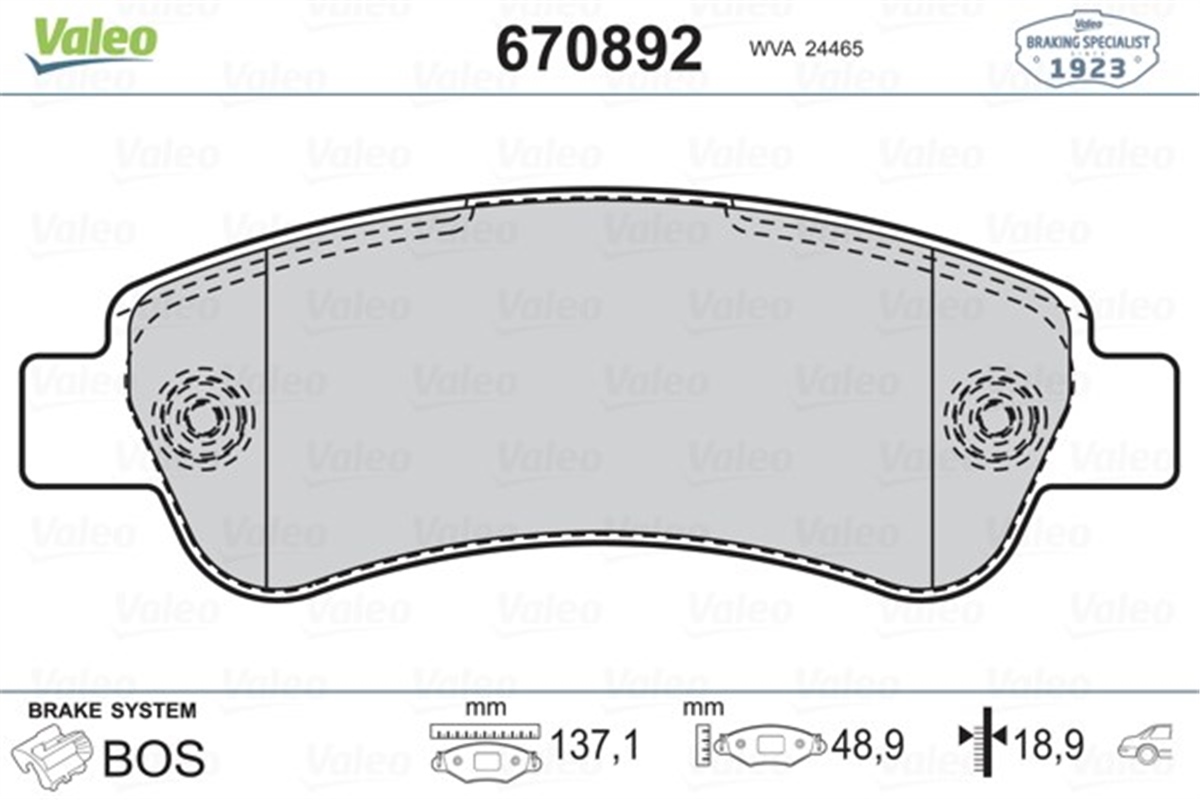 DUCATOARKA BALATA BOXER 4.06 11 DUCATO 07.06 11 JUMPER 4.06 11 VALEO 670892VALEOVALEO 670892