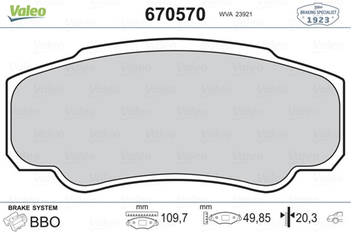 DUCATOARKA BALATA BOXER 94-4.06 DUCATO 94-.06 JUMPER 94 4.06 VALEO 670570VALEOVALEO 670570