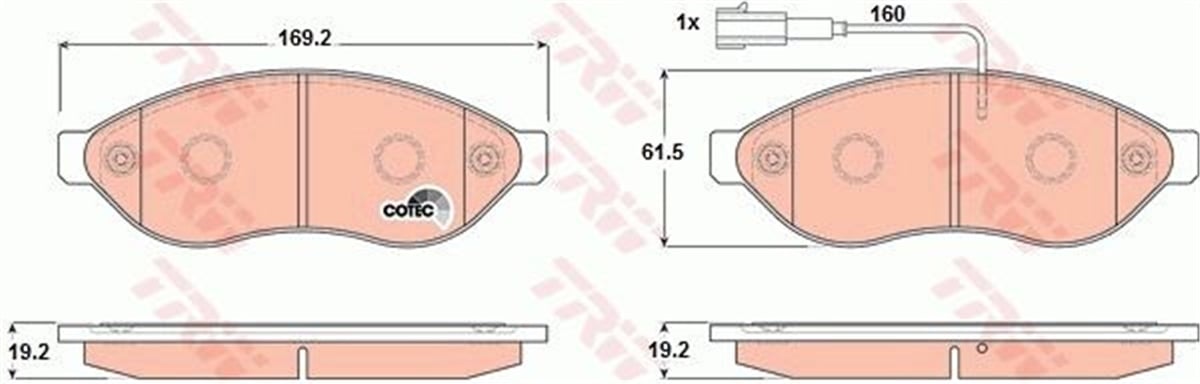 DUCATOFREN BALATASI ÖN 77364160 / 1623842380 / 1612433980 PSA BOXER III / JUMPER III / DUCATO 06- 2.2 HDI TRW TRW GDB1681TRWTRW GDB1681