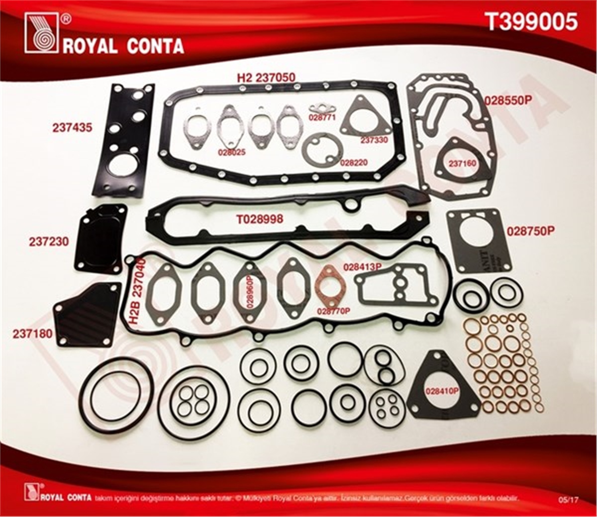DUCATOMOTOR TAKIM CONTA SİLİNDİR KAPAK CONTASI SİZ DUCATO 2.8 D 98-02 ROYAL T399005ROYALROYAL T399005