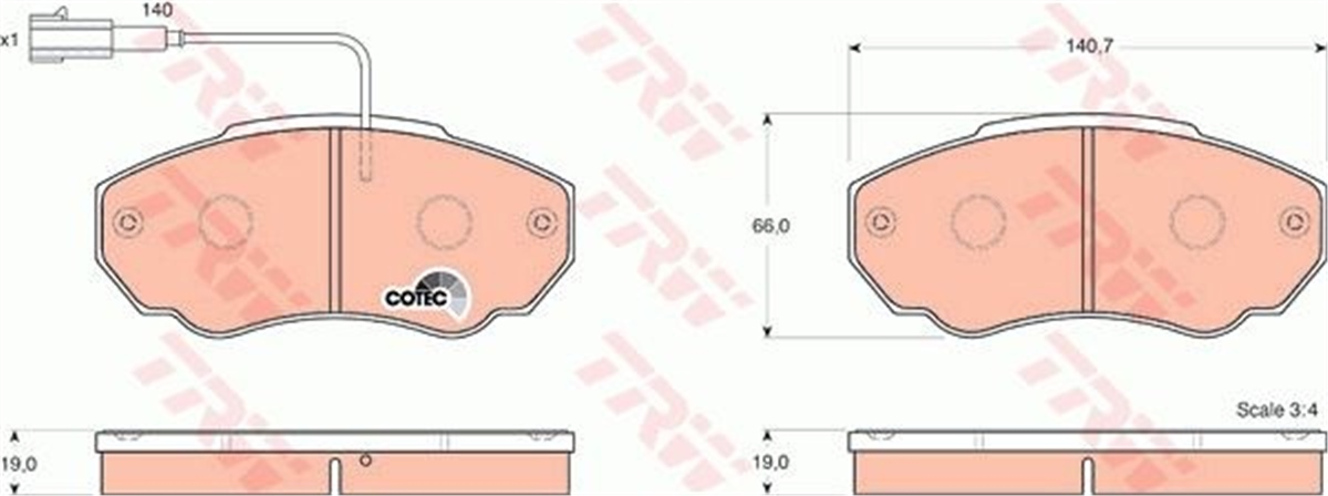 DUCATOÖN BALATA FİŞLİ DUCATO 02-06 BOXER 02-06 JUMPER 02-06 K.Ç TİP 1400 KG TRW GDB1517TRWTRW GDB1517