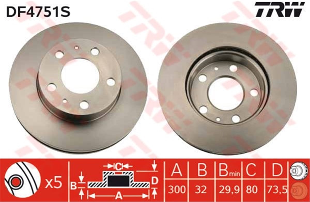 DUCATOÖN FREN AYNASI HAVALI DUCATO-BOXER-JUMPER 2.2HDI 100-2.2 HDI 120-3.0 HDI 145-3.0 HDI 160 04-2006- TRW DF4751STRWTRW DF4751S