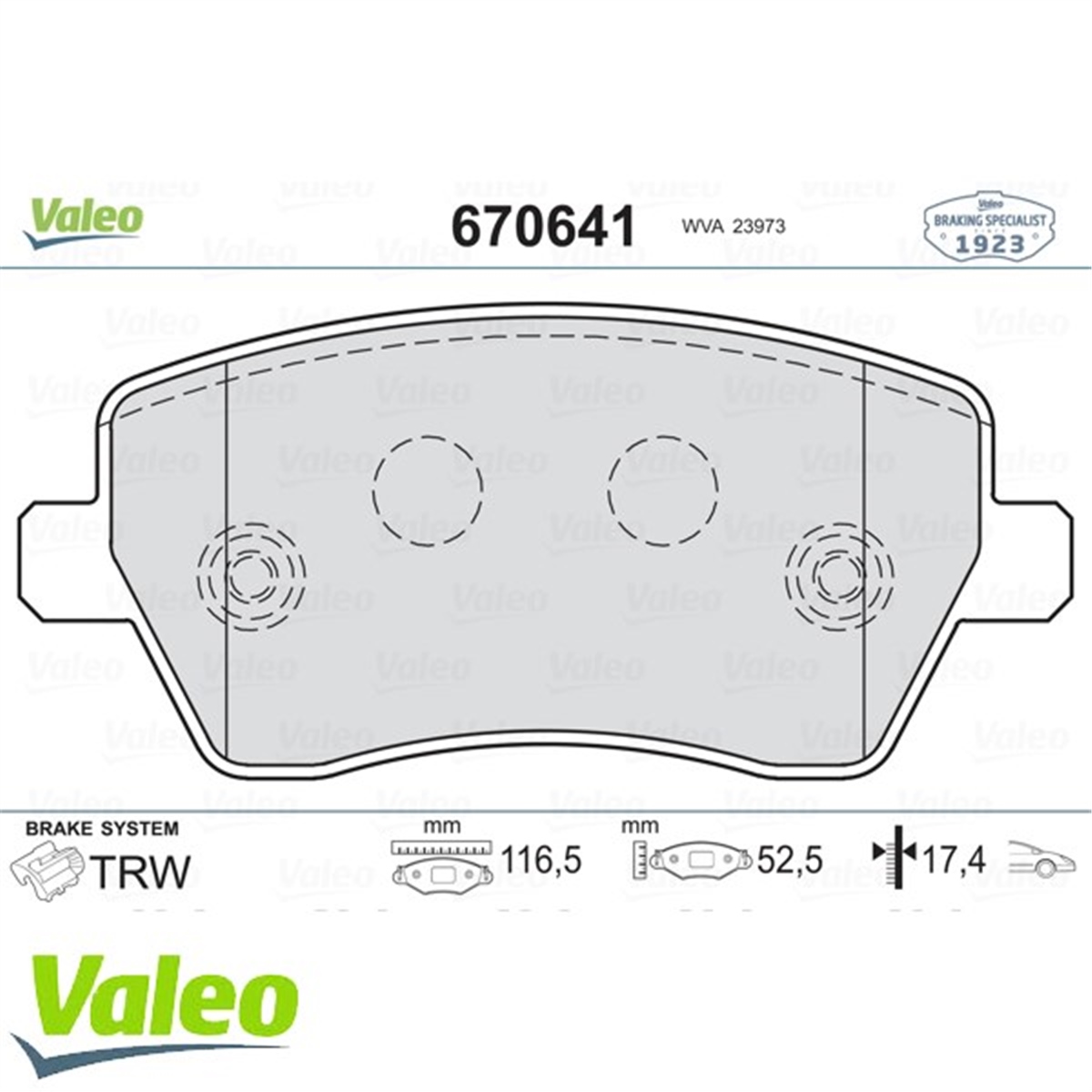 DUSTERFREN BALATASI ÖN 7701209164 RENAULT CLIO-III/MODUS/DUSTER/DOKKER/LODY/NOTE/MICRA/ACCORD VII 04- BM VALEO VAL 670641VALEOVALEO 670641