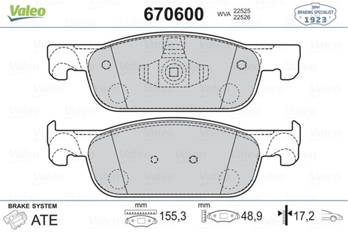 DUSTERÖN BALATA CLIO IV 0.9 TCE-1.2-1.5DCI 12 DACIA DUSTER-LOGAN II- SANDERO II 1.2-1.5DCI 12 VALEO 670600VALEOVALEO 670600