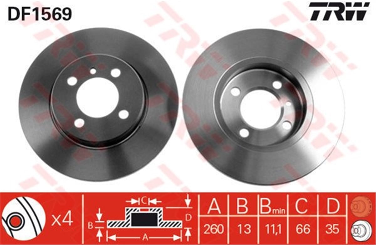 E30ÖN FREN AYNASI BMW E30 316-316İ-318İ 82-97 TRW DF1569TRWTRW DF1569
