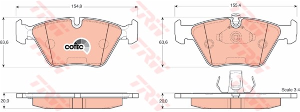 E39ÖN BALATA BMW E39 520İ-523İ-528İ-525TDS 96 6.03 TRW GDB1404TRWTRW GDB1404
