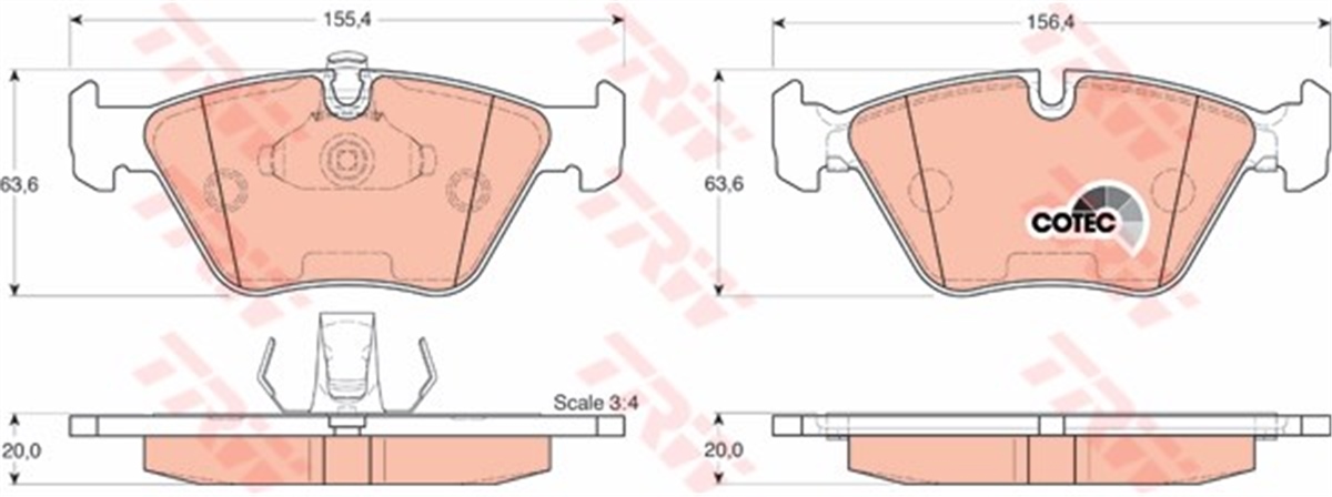 E39ÖN BALATA BMW E39 520İ 96-00 523İ 96-00 528İ 96-00 525TDS 96-03 TRW GDB1264TRWTRW GDB1264