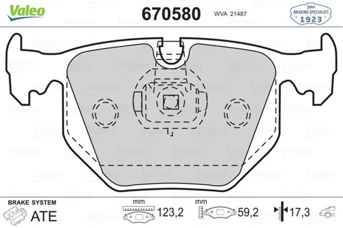 E46ARKA BALATA BMW E46 00-05 E38 96-01 E83 04 E53 00 R.ROVER 4.2 4.4 3.0TD6 02 12 3.6TD8 06 1 VALEO 670580VALEOVALEO 670580