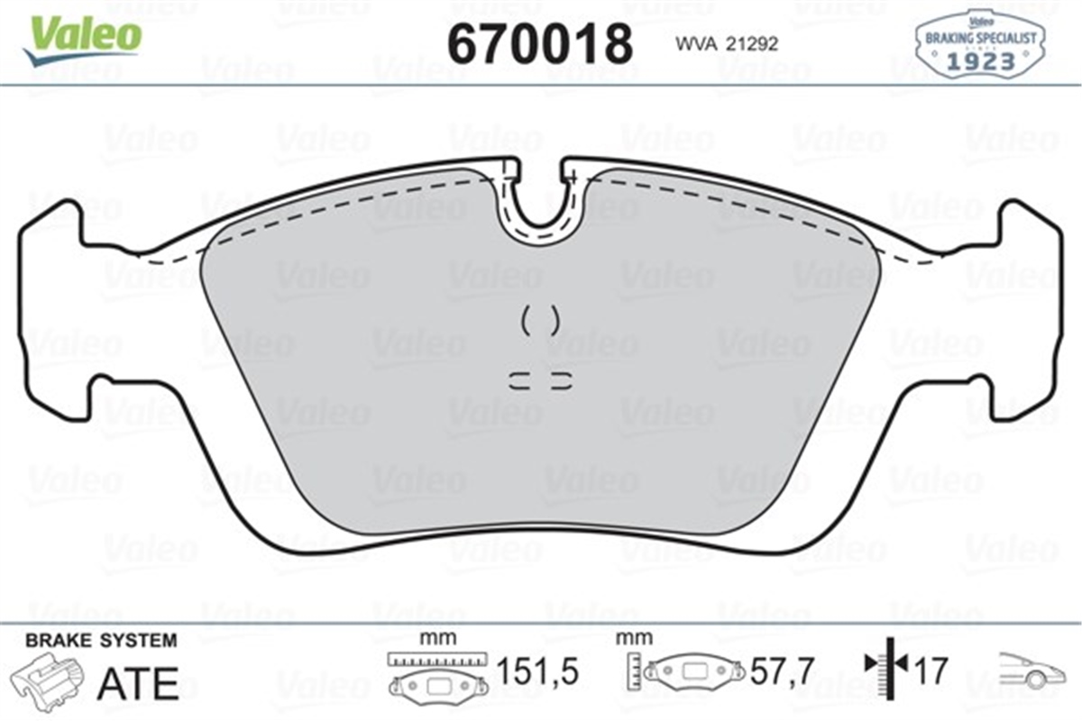E46ÖN BALATA BMW E36 316-318-320-323-325-328- 92-00 E46 01-05 Z3 95-03 Z4 03 VALEO 670018VALEOVALEO 670018