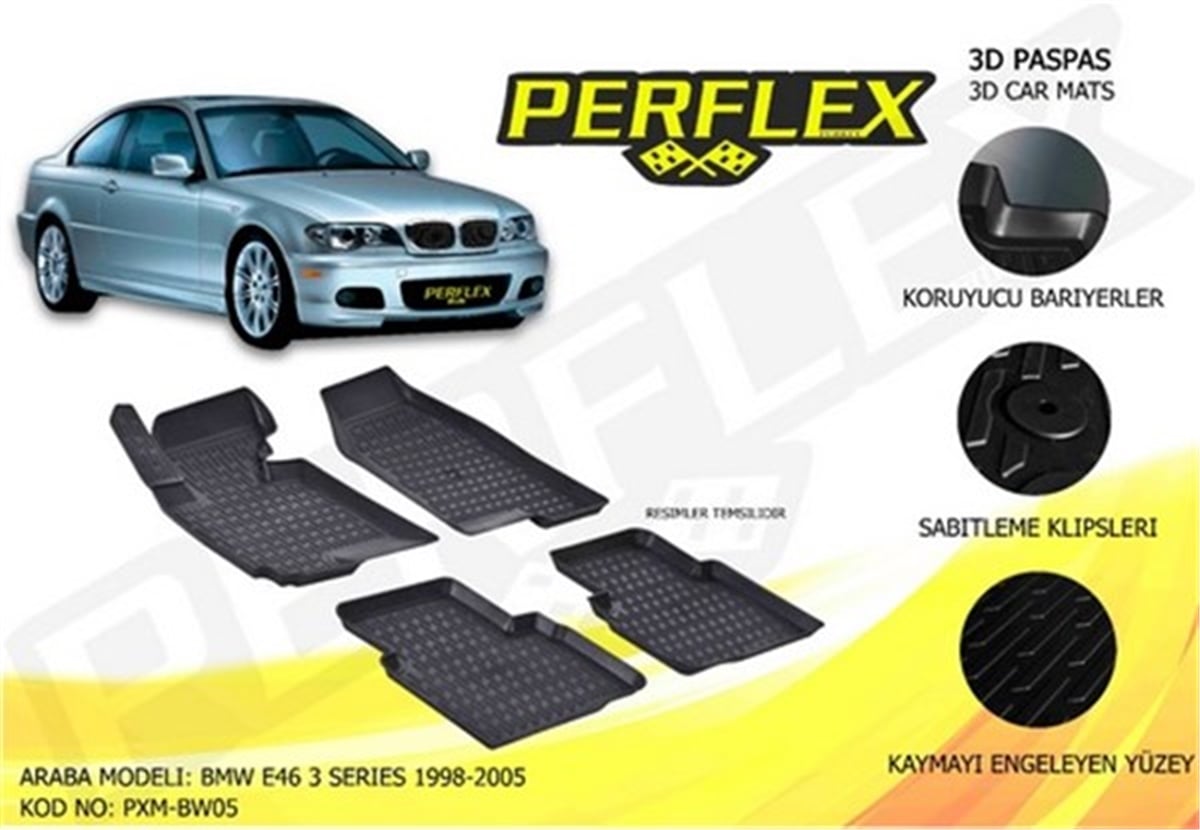 E46PASPAS 3D X-MAT HAVUZLU BMW E46 3 SERİSİ 98-05 SİYAH PERFLEX PXM-BW05PERFLEXPERFLEX PXM-BW05